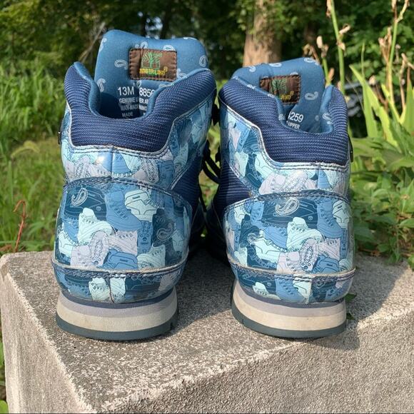 Timberland Euro blue camo boot pattern hiking boots 13M - Picture 9 of 10